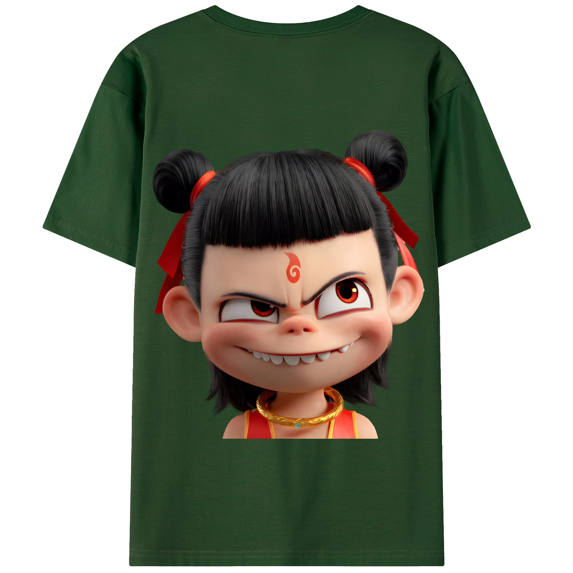 （画像用） Ne Zha 2 ナタ 魔童の大暴れ 綿100％半袖Tシャツ（背面プリント）